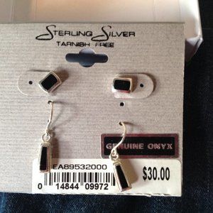 Brand new Silver & Onyx Earrings with Tags